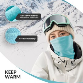QUNATURE Winter Neck Warmer Gaiter Fleece Windproof Face Cover Scarf Cold Weather Half Balaclava Neck Gaiter Face Ski Mask for Outdoor Sports Cycling Skiing Hiking Fishing Sky Blue