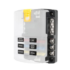 Zoyseay 12 Way Marine Fuse Block with LED Indicator, Waterproof and Damp-Proof Cover with Blade Fuses for Automotive Car Boat Truck, Fuse Panel Dc 12/24v ATC/ATO Fuse (New 6WAY)