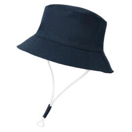 Sombrero de sol para bebé, protección de verano, sombrero de playa para niña pequeña, sombrero de verano de algodón y lino, marino, 3-6 Meses