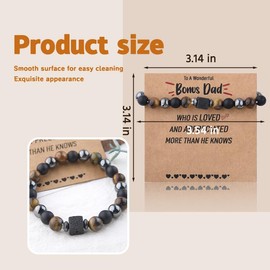 Stepdad Father's Day Gifts for Stepdad Bonus Dad Bead Bracelet for Step Dad Father Birthday Gift for Stepfather Stepdad Elastic Bracelet for Bonus Dad Fathers Day Birthday Gifts for Bonus Step Dad