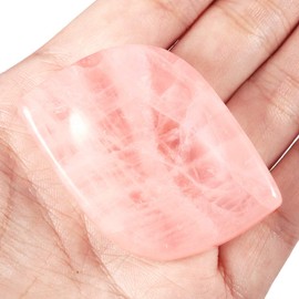 Nupuyai Rose Quartz Thumb Worry Stone, Healing Crystal Pocket Palm Stone for Reiki Anxiety Stress Relief, Rhombus