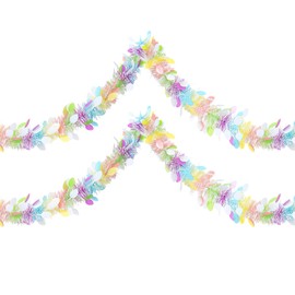 CKCSHI 2pcs Easter Tinsel Garlands, Easter Garland for Tree, Artificial Hanging Flower Wreath Garland, Easter Garlands Decoration for Holiday Door Tree Mantel Window Outdoor Party Supplies