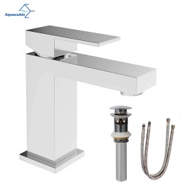 Modern UPC Brass Brushed Nickel Single Hole Bathroom Basin Faucet Ceramic Valve Core US Warehouse Mixers TapsSurface Finishing: Nickle, Color: Chrome