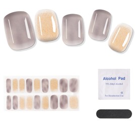 NIUANIUA Gel Nail Seal, Curing Type, Nail Seal, Gel Nail, Just Stick, Set of 24 Gel Nail Stickers, 3D Gel Nails, Brown Gradient Nail Gift Set