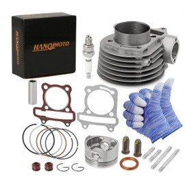 HANQIMOTO GY6 150cc 61mm Cylinder Kit with Piston Ring Gasket Spark Plug,Big Top End Rebuild Kit 4 Stroke 152QMI 157QMJ TAOTAO JONWAY ZNEN Roketa ATV Moped Go-Kart,High Performance Engine Kits