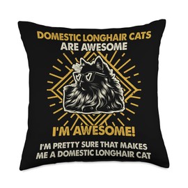 Cat Dad Are Awesome - Breed Domestic Longhair Cat Mom Throw Pillow
