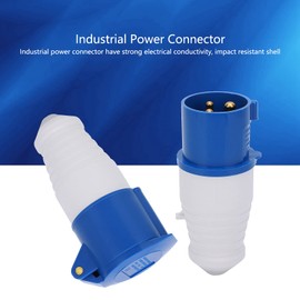Longzhuo 3-Pin Industrial Plug Coupler 2P+E 16A 1-Phase IP44 Waterproof Plug Industrial Supplies, Industrial Plug Connector 220‑250V (3-pin 16A)