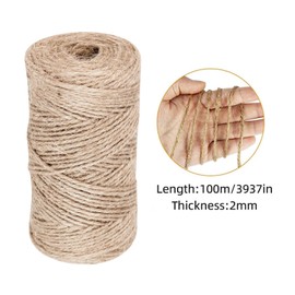 BigKego Jute Schnur 2mm x 100m Natur Braun Jute Kordel Jute Garn Paketschnur Bastelschnur Gartenschnur Dekokordel für Verpackung DIY Kunst Handwerk Floristik Dekoration