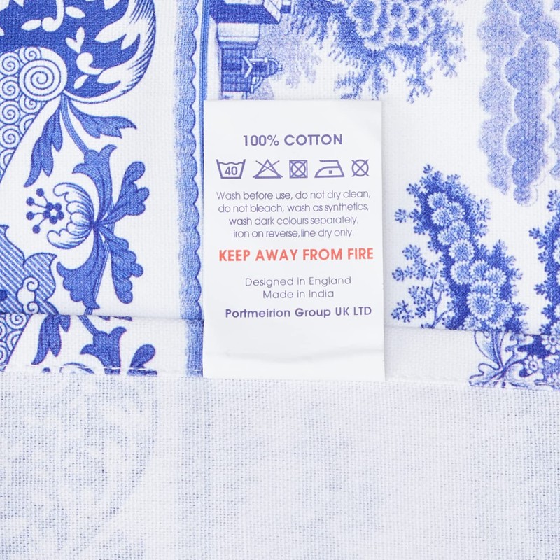 Portmeirion Home & Gifts Tea Towel, 100%-cotton, Blue & White