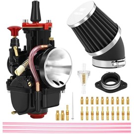 PWK 24mm Carburetor Racing Carb Kits with Air Filter 10pcs Main Jets 10pcs Slow Pilot Jets Universal for 2T 4T Engine Dirt Bike Motocross Motorcycle Scooter ATV Quad Go Kart (24mm)