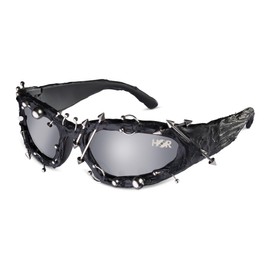 House Of Rave Y2K Piercings Festival Sunglasses, Techno Glasses for Men & Women, Black