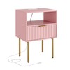 Masupu Nightstand with Charging Station,Mid-Century Modern Bedside Table with Storage