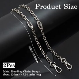 CABODYALS 2pcs 47 Inch Silver Handbag Chain Strap DIY Chain Strap Crossbody Chain Strap Cable Link Chains with Lobster Clasp for Purse Extender Shoulder Bags Crossbody Bag Replacement Accessories
