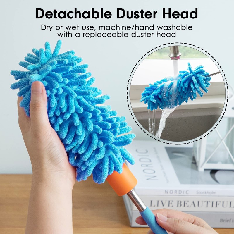 Microfiber Duster for Cleaning, Tukuos Hand Washable Dusters with 2pcs