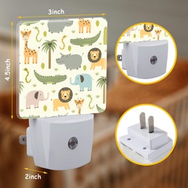 Cute Hippo Crocodile Lion Night Light Plug Wall,Funny Giraffe Elephant Snake LED Night Lights with Dusk to Dawn Light Sensor for Women Girls Boys Room Decor,Hallway,Kitchen,Bathroom,Nursery,Stairs
