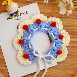 Lamegret Adjustable Christmas Knit Pet Collar, Crochet Polka Dots Pattern for Cats, Dogs & Pets, Comfortable,Stylish,L