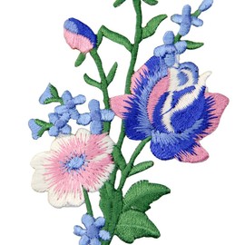 Flowers Bouquet Embroidered Badges Iron on or Sew on Patch, Pack of 2