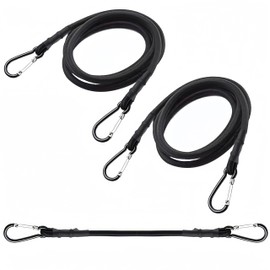 Lanlord 48 inch Black Bungee Cords with Carabiner Hooks Heavy Duty Outdoor 3Pack（Black48inBW3Pcs）