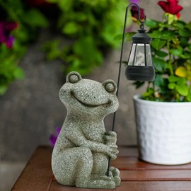 Cuteefun Frog Solar Garden Decoration for Outdoors, Garden Animal Decoration with Solar Light, Weatherproof and Durable, Decorative Outdoor Figures for Garden Lawn, Housewarming Women Mum Birthday