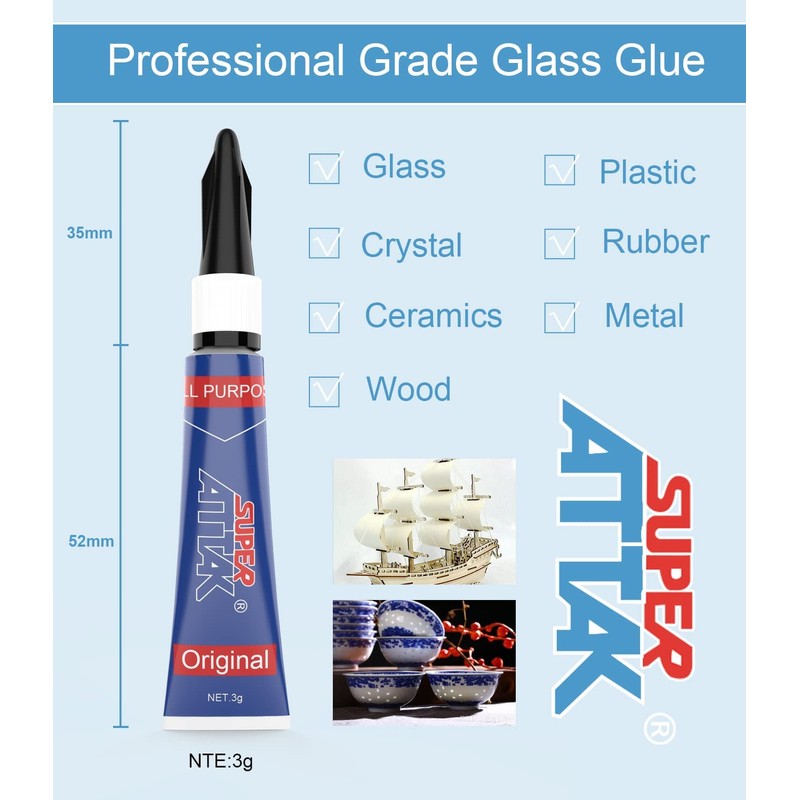 Ultra Strong Clear Super Glue - 3-Gram Tubes, Instant Adhesive