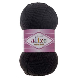 55% Cotton 45% Acrylic Alize Cotton Gold Yarn 1 Skein/Ball 100 gr 360 yds (60-Black)