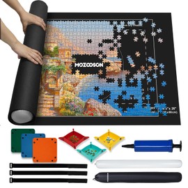 MOZOOSON Puzzle Mat for 1500 Puzzle Pieces, Puzzle Mat Roll Up Puzzle Storage, Puzzle Roll Storage Mat for up to 500 1000 1500 Puzzle Accessories Storage with Practical Puzzle Accessories