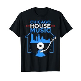 Chicago House Music Vinyl Dj Raver Flag Skyline Apparel T-Shirt
