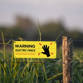 YIKIADA Electric Fence Sign 4 x 10 Inch PVC Waterproof Safety Caution Warning Sign for Garden Yard Wall Decor Outdoor Indoor 5 PCS