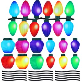 Outus 130 Pcs Christmas Car Magnets Decor Lights Car Refrigerator Stickers Reflective Bulb Lights Magnets Xmas Decorations for Cars or Any Metal Surface (2.8 x 1.4 Inches)