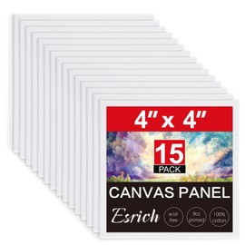 ESRICH Canvas Boards for Painting, 15 Pack Canvases 4x4 100% Cotton Small Paint Canvas Primed Acid Free Mini Blank Canvas Panels for Oil, Watercolor, Acrylic, Gouache & Tempera