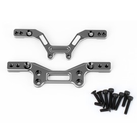 Aluminum Alloy Front&Rear Damper Plate Upgrade, Extended Design for ARRMA 1/14 Typhon Grom, Improves Suspension & Camber Angle (Black)