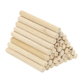 PATIKIL 1/4" x 2-3/8"(6 x 60mm) Wood Dowel Pins, 50 Pack Fluted Wooden Dowel Pin Straight Groove Rods for Furniture Door Art Crafts Projects
