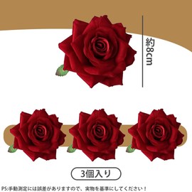 LKCCTK Rose Flowers, Large Flower Brooch, Flower Hair Ornament, Set of 3, Approx. 3.1 inches (8 cm), Hair Ornament, Weddings, Flowers, Bridal Headdress