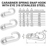 Spring Snap Eyelet Hook 316 Marine Stainless Steel Climbing Locking