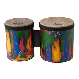 Remo KD-5400-01 Kids Percussion Bongo Drum - Fabric Rain Forest, 5"-6"