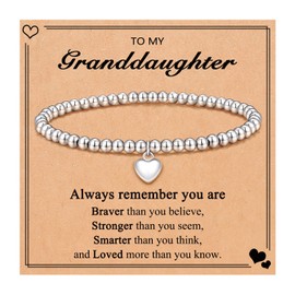 PINKDODO Granddaughter Bracelet Gifts from Grandma, Valentines Gifts for Teenage Teen Girls Bracelets Jewelry, 8 10 12 Year Old Girls Birthday Baptism Confirmation Christmas Gifts