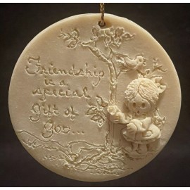 La Berge Set Of 12! La BERGE 1997 Pottery Christmas Ornament “A Friend Is A Gift Of God”