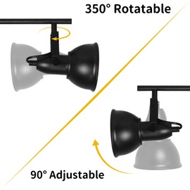 HiBay LED Track Lighting Fixtures, Rotatable Ceiling Light Kit, Industrial Flush Mount Tracking Light, 2-Light Spotlights for Kitchen, Living Room, Hallway, Black, E26 Base (Bulbs Not Included)