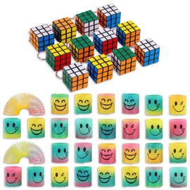 SALUDABLE Mini Rubik's Cube 12 Pcs Rainbow Spring 30 Pcs Toy Favor