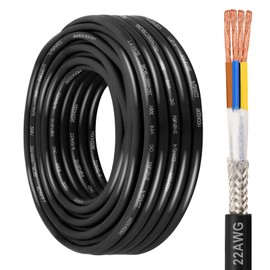 MOOKEERF 22/4 22AWG 4 Core Shielded Wire 30FT,22 Gauge Shielded Cable UL2464 Stranded Pure Copper CNC Wire for CNC Router Machine,CNC VFD Spindle,3D Printer,Stepper Motor,Transformer,etc