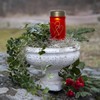Star Solar LED Grave Light "Heart", Red/Gold, Height 12 cm,