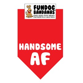 Bandana - Handsome AF (One Size Fits Most for Medium to Large Dogs, Red)