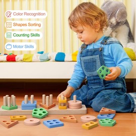 uunida Baby Juguetes para Bebe 1 Año - Juguetes Montessori 1 Año 2 Años - Juguetes para Niños de 2 Años - Material Didáctico Preescolar - Juguetes Didacticos para Bebes 2 Años (Colores Pastel)