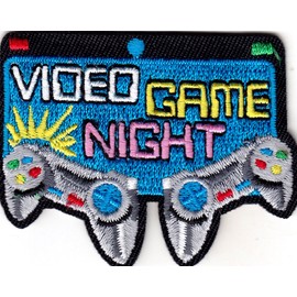 "VIDEO GAME NIGHT" - Iron On Embroidered Applique Patch - GAMBLING - GAMES - FUN