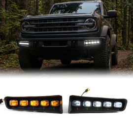 Led DRL Fog Lights with Amber Turn Signal for Bronco 2021-2026 2/4 Door
