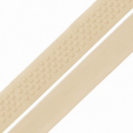 Mandala Crafts 1 Inch Elastic Silicone Gripper Tape for Clothing - 10 Yds Dotted Non Slip Elastic Band for Sewing - Cream Silicone Elastic Straps Flat Stretchy Fabric Elastic Ribbon