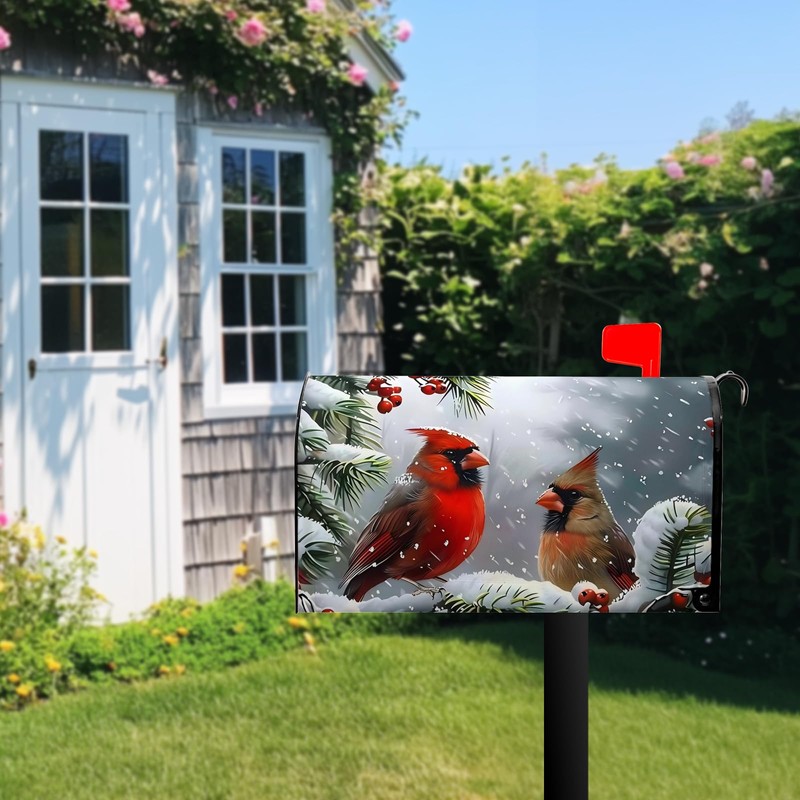 Winter Mailbox Covers Cardinal Bird Mailbox Cover Magnetic Christmas Red