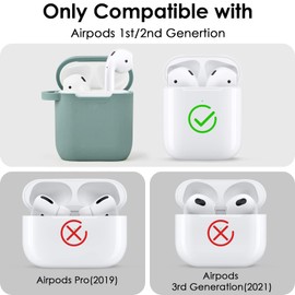 Filoto Compatible with Airpod 2&1 Case Cover, Cute Silicone Protective Accessories Cases/Keychain/Pompom, Best Gift for Girls and Women, Cactus Green