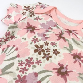 HonestBaby 5-Pack Short Sleeve Bodysuits One-Piece 100% Organic Cotton for Infant Baby Girls, Painted Floral Pink,6-9 Months