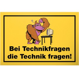 DankeDir! Bei Technikfragen die Technik fragen - Sign 30 x 20 cm - Funny Saying Birthday Gift Saying Sign Door Sign Office IT Department - Gift Idea Decoration Colleague Gift